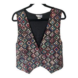 Vintage JP Collections Y2K Festival Boho Embroidered Artsy Patchwork Vest 18/20